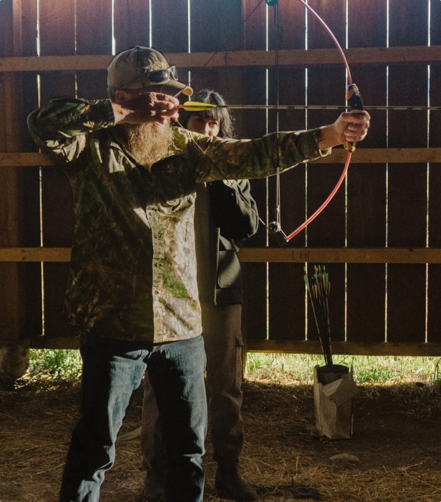 Man practicing archery
